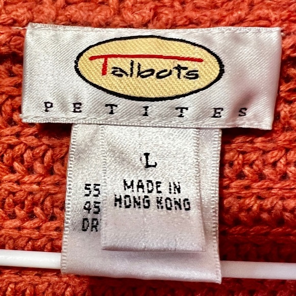 Talbots Peach Cashmiere & Silk Cardigan Sweater - Large (Petite) - Picture 5 of 9